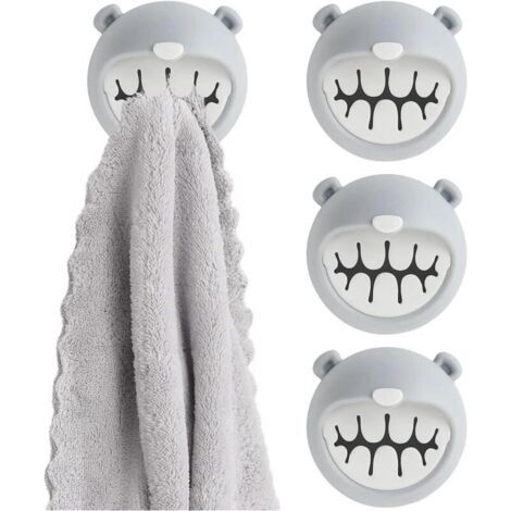 Porte-Torchon en Crochet 4 Pièces - Support Adhésif pour Torchons - Style Mignon Ours - Idéal pour Cuisine, Salle de Bain ou Chambre à Coucher (1/5)