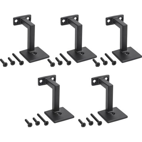 Lot de 5 supports de main courante en bois - Noir mat (1/5)