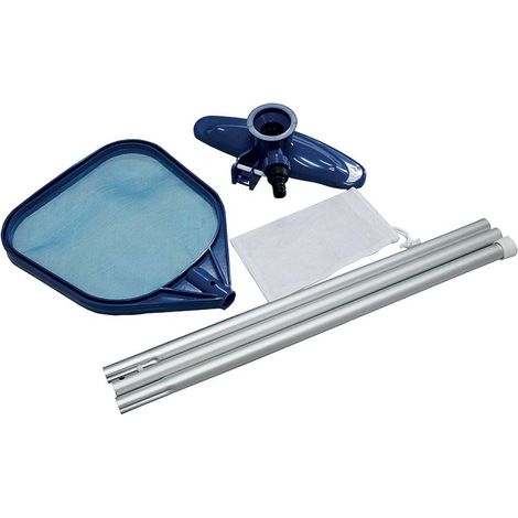 Set Pulizia Acqua Piscina Base Con Aspiratore Skimmer Rete e Asta telescopica (1/2)