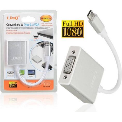 Trade Shop - TYP-C-ZU-VGA-KONVERTERADAPTER FÜR PC-SMARTPHONE FULL HD 1080 TPC-VGA266 - (1/5)