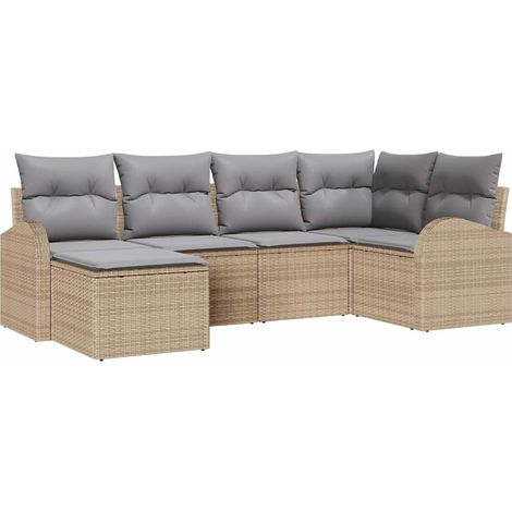Maison Exclusive - Gartensofa-set 6 pcs Beige Poly-Rattan