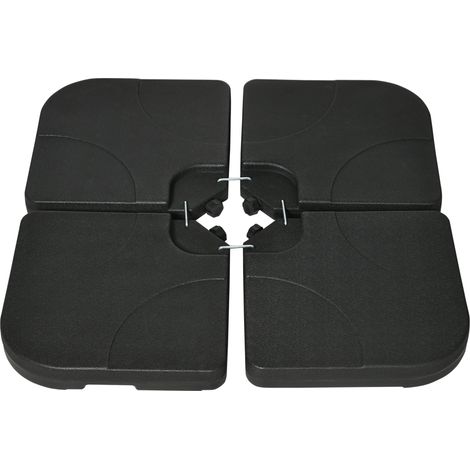 Base per Ombrellone 4 Pezzi in HDPE Riempibili 104x104x7.5 cm Nera (1/5)