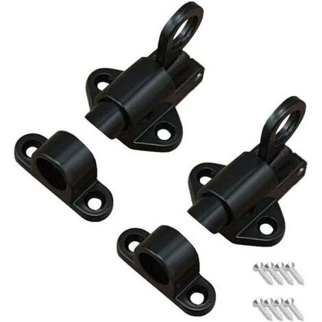 2 Pièces Loquet de Porte,Loquet à Ressort,Boulon Porte Loquet,Avec 8 Vis,Adapté aux Portes et Fenêtres, Portes en Bois,Portes de Toilettes, Armoires, Penderies,Noir (1/5)
