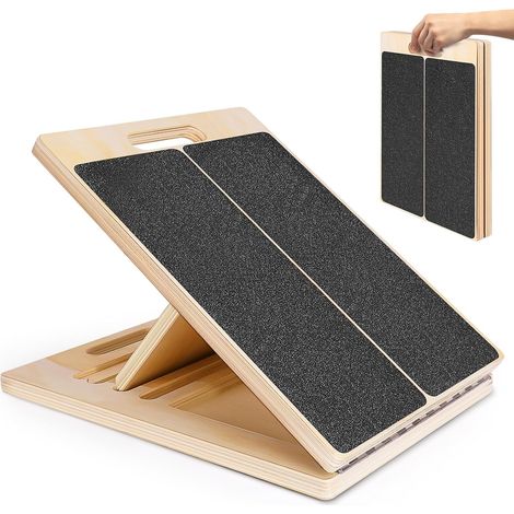 Tavola inclinata per allungare i polpacci - tavola in legno regolabile con fondo antiscivolo in EVA - allungatore per polpacci portatile con carico (1/3)