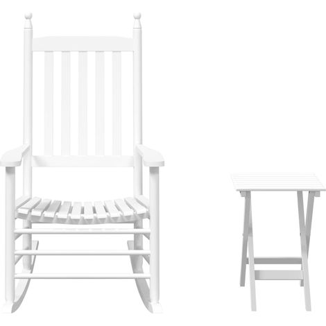 Maison Exclusive - Schaukelstuhl mit Klapptisch Weiß Massivholz P