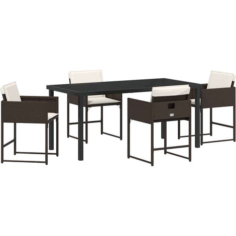 Maison Exclusive - Ensemble de salle à manger pour jardin 5 pcs Marron polyrotin (1/5)