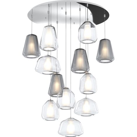 SOSPENSIONE CROMO 12 LUCI TONDA VETRI (ALPHA 3X TR) (BETA 4X TR) (GAMMA 4X FU + 1X TR) 1176CR-S12 T ABG-TF