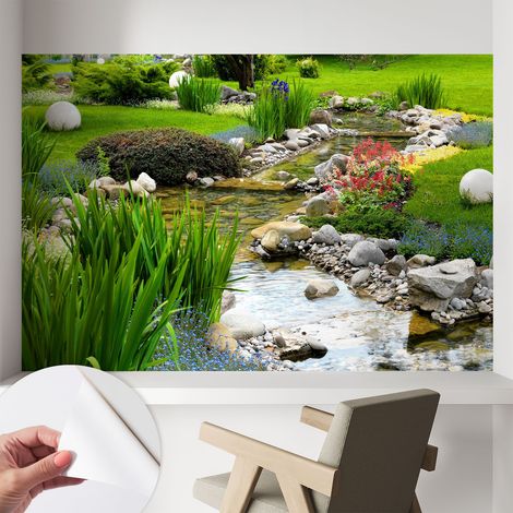 Papier peint adhésif décoratif pour chambre et salon Design moderne à poser facilement Jardin idyllique 104x70 cm (1/5)