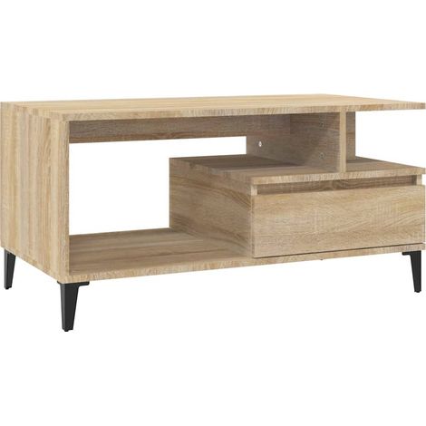 vidaXL Mesa de centro madera contrachapada roble Sonoma 90x49x45 cm (1/2)