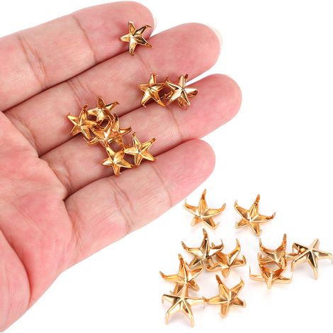 200 Clous Étoile 5 Pointes pour Accessoires de Mode DIY, 10MM Doré (1/5)
