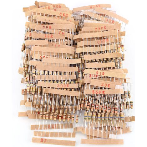 Packung mit 1000 Kohleschichtwiderständen, 1/2 W, 1-10 MΩ, sortiert für Elektronikanwendungen (1/5)