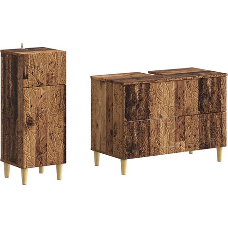 Maison Exclusive - Set di Armadi da Bagno da 2 Pezzi DELFT Legno antico (1/5)