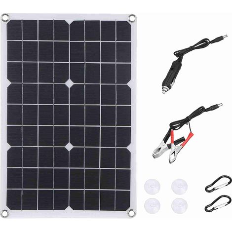 Panneau Solaire Portable 20W Monocristallin 18V Double USB DC5521 pour Téléphone Caméra Batterie 12V Camping Bateau Véhicule (1/5)