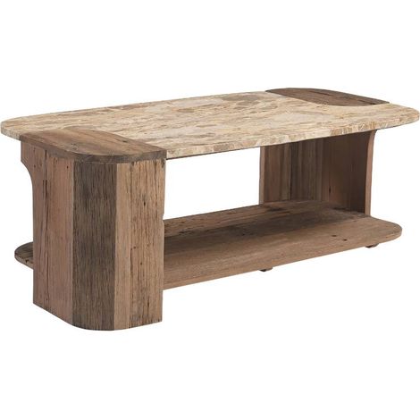 Table basse en bois recyclé et en marbre Capucine (1/5)