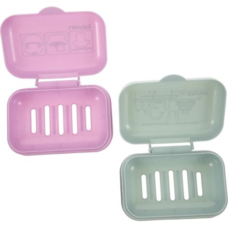 Piece Soap Dish with Plastic Lid for Bathroom Travel Soap