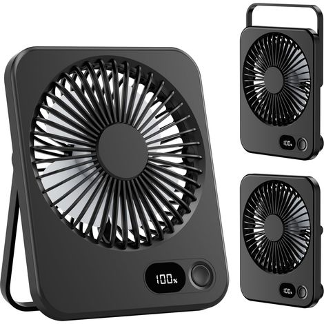 Ventilateur de Bureau, Mini Ventilateur Portable avec Batterie Rechargeable de 3600 mAh Silencieux 180° Inclinable Petit Ventilateur Maison/Bureau (1/5)