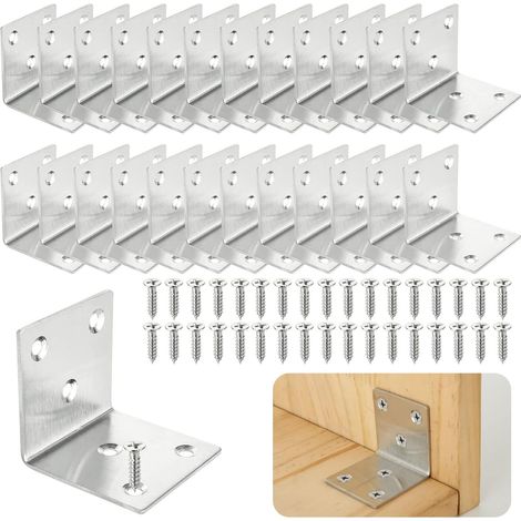 Lot de 30 Équerre d'assemblage Renforcée Inox, 50x50x50mm Aicer Plaque Equerre Inox, Equerre Metal pour Fixation de Inox (1/5)