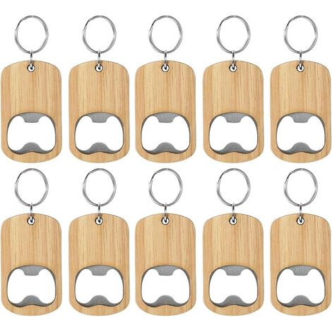 Lot de 10 ouvre-bouteilles porte-clés en bois, légers et compacts, parfaits pour les bars, le camping et les fêtes. Ouvre-bouteilles multifonctionnels pour la maison et les activités de plein air. (1/5)