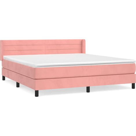 Maison Exclusive - Sommier à lattes de lit avec matelas Rose 160x200 cm Velours (1/5)