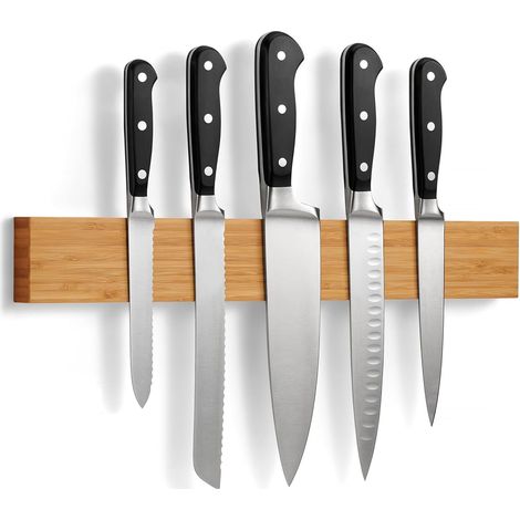 Porte Couteaux Aimanté Extra Puissant – 40 cm, Bambou – Barre Aimantée pour Couteaux, Aimant Couteau Mural Cuisine pour Ustensiles et Outils (1/5)