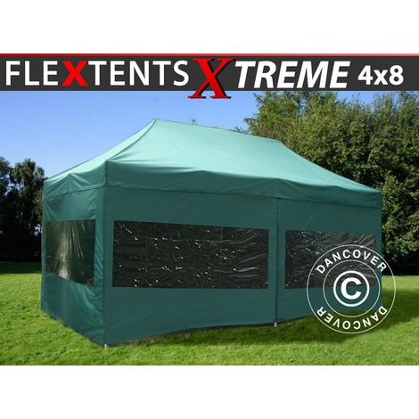 Tente pliante FleXtents Xtreme 50 4x8m Vert, avec 6 cotés