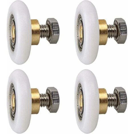 Rouleau de porte de douche, Rouleau Roulette Roue pour Porte de Douche Roulettes Coulissantes Porte Roue de Remplacement pour Rouleau 4 pièces (20MM) (1/4)