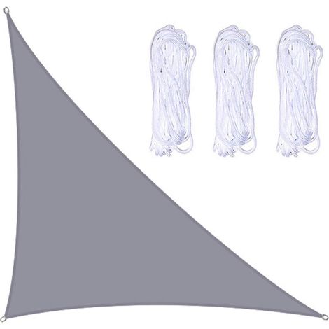 Telo parasole triangolare 5x5x7,1 m, ad angolo retto, impermeabile, con protezione UV, ideale per piscina, giardino e patio. Corde incluse.