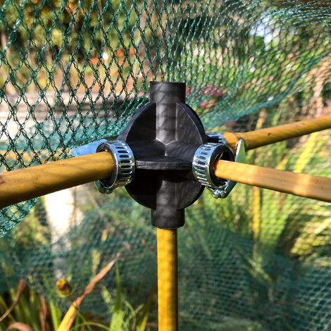 Bamboo Cane Connector Balls - Join Bamboo / Wooden Canes - Create Fruit Cages, Plant Supports, Garden Frames (Pack 8 Balls + 16 Clamps)