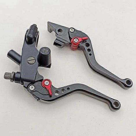 Accessoires pour moto et voiture de sport : guidon de petite taille de type ninja, poignée de frein à main, klaxon, poignée de frein à main, embrayage Jonway Fighting Falcon (noir 1). (1/5)