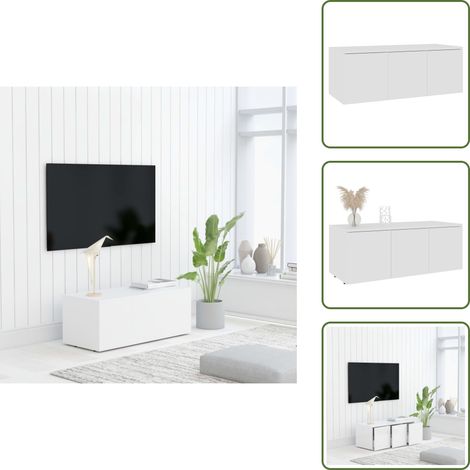 Meuble TV Blanc 80x34x30 cm Bois d'ingénierie - Meuble Tv - Meuble Téléviseur - Rangement Tv - Console Tv - Meubles Salon (1/5)