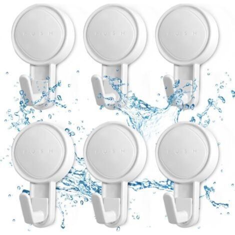 Juego de 6 ganchos con ventosa de 5 kg de alta resistencia, ganchos para baño sin necesidad de taladrar, gancho de pared reutilizable, soporte para toallas de baño, gancho para toallas de cocina -Crez