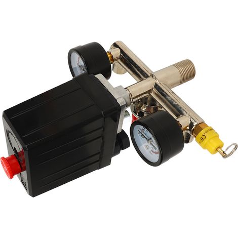 Pressostat de compresseur d'air à double régulateur, vanne de contrôle de pression automatique, port américain, 0-12 bar, 0-180 psi (1/5)