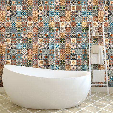 Sticker Mural Carrelage adhésif Cuisine Salle de Bain - 60 STICKERS CARRELAGES AZULEJOS BETENINO - 60stickers10x10cm (1/5)