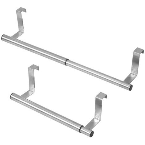 Porte-Serviettes Porte-Torchons Suspendu aux Portes des Placards, Séchoir 1 Barre Extensible en INOX, 24.8-40.4x8x7cm, Accessoire Cuisine et Salle de Bain sans Perçage (1/5)