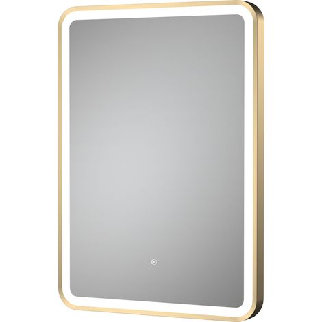 Hudson Reed Hydrus Brushed Brass Framed LED Touch Sensor Bathroom Mirror 700mm H x 500mm W (1/6)
