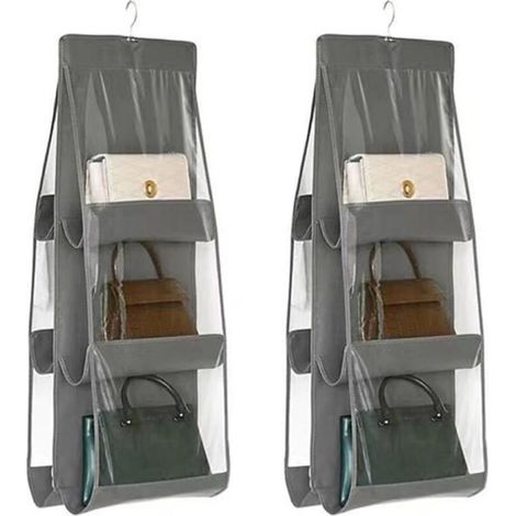 Organizador de bolsos de 2 piezas, bolsa de almacenamiento colgante plegable para bolsos (gris) (1/4)