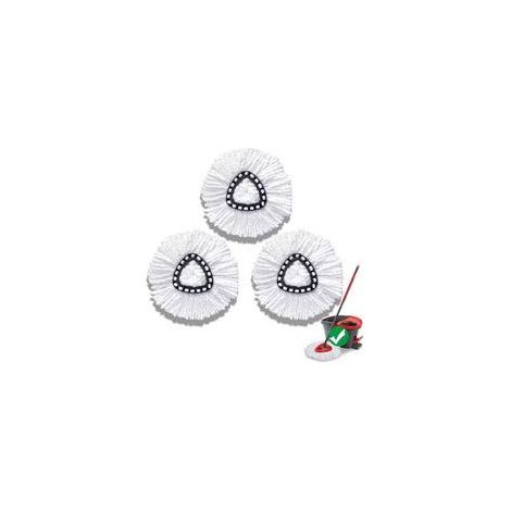 Lot de 3 têtes de rechange pour balai rotatif, tête de recharge pour balai rotatif à 360°, blanche. (1/5)