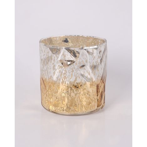 Windlicht Glas Ø 9 x 9 cm gold weiß Windlicht