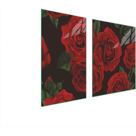 ASSIETTE EN VERRE et PLANCHE À DÉCOUPER 100x52 ROSES (1/5)