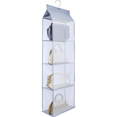 Organiseur de Placard - Support de Rangement Suspendu 4 Compartiments - Pour Sac à Main Chaussures Écharpes Vêtements - Capacité 8 kg - 1 Pièce (1/5)