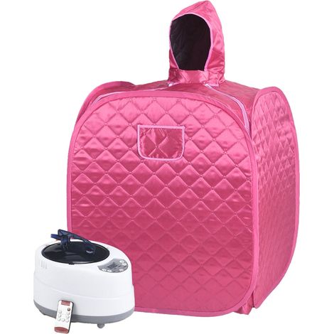 Sac à vapeur pliable personnel 110V avec télécommande, cabine de sauna portative pour bain de fumigation intérieur, couleur rose, prise US. (1/5)