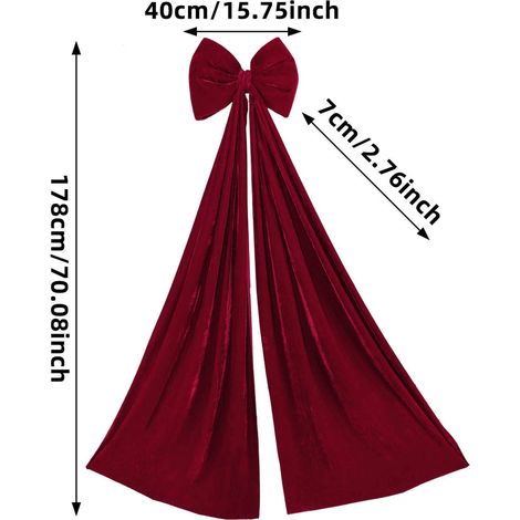 Nœud Papillon En Velours - Décoration De Noël - Pour Arbre À Noël, Guirlandes Et Couronnes - Rouge Bordeaux - Lot De 1 (1/5)