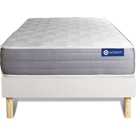 Somier blanco + Colchón con látex y espuma viscoelástica 90 x 190