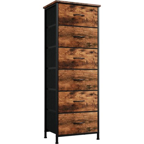 Stoffkommode mit 6 Schubladen, Holzoptik, 30x42x115 cm (1/5)