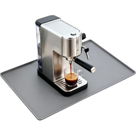 Kaffeevollautomaten-Untersetzer mit Rand, 48x30 cm Silikonmatte für automatische Kaffeemaschinen, Barista-Zubehör, kompatibel und leicht zu reinigen (Grau) (1/5)