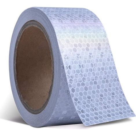 5cm x 10m Ruban D'avertissement Réfléchissant, Ruban de Sécurité Réfléchissant de Auto-adhésive pour Installations de Transport Routier, Véhicules, Navires, Allées, Stade, équipement Mécanique (1/5)