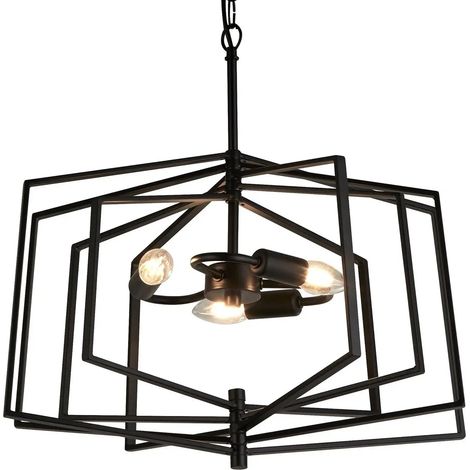 [NEUWERTIG] B-Ware Searchlight Hängeleuchte Pendelleuchte Slinky Metall Schwarz Dreiflammig 50 Cm