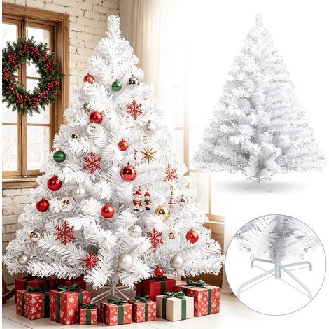 TolleTour Árbol de Navidad artificial de 210 cm con 950 ramas de PVC, árbol con soporte, árbol de Navidad artificial blanco (1/5)