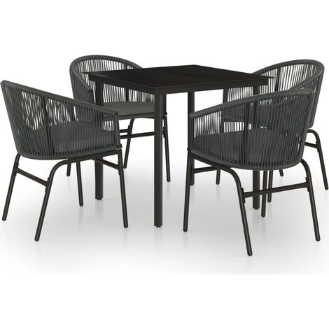 Set da pranzo da giardino mobili da esterno 5 pezzi grigio 020013773