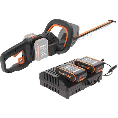 Worx – Taille-haies électrique sans fil 40V – Lame de 60 cm – Coupe jusqu'à 27 mm – Lames à double action – Avec 2 batteries 20V et chargeur (1/3)